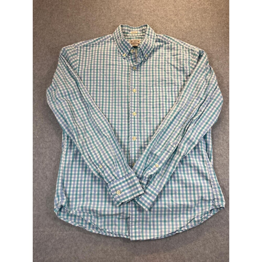 J.Crew Shirt Mens M Blue Teal Gingham Check Slim Fit Button Down Woven